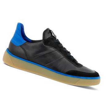 Men's Ecco Street Tray M Laced Casual Shoes Black / Blue | SG 496AHK